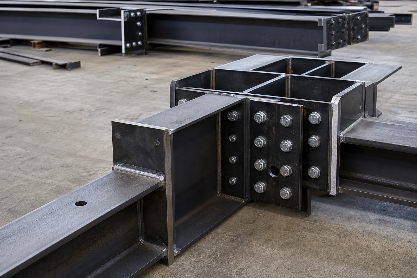 Structural steel beams and welded frame assembly